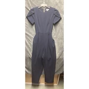 Calvin Klein Tulip Slv Jumpsuit Sz 8 Navy Corpcore Modest Sleek Mom Of Bride